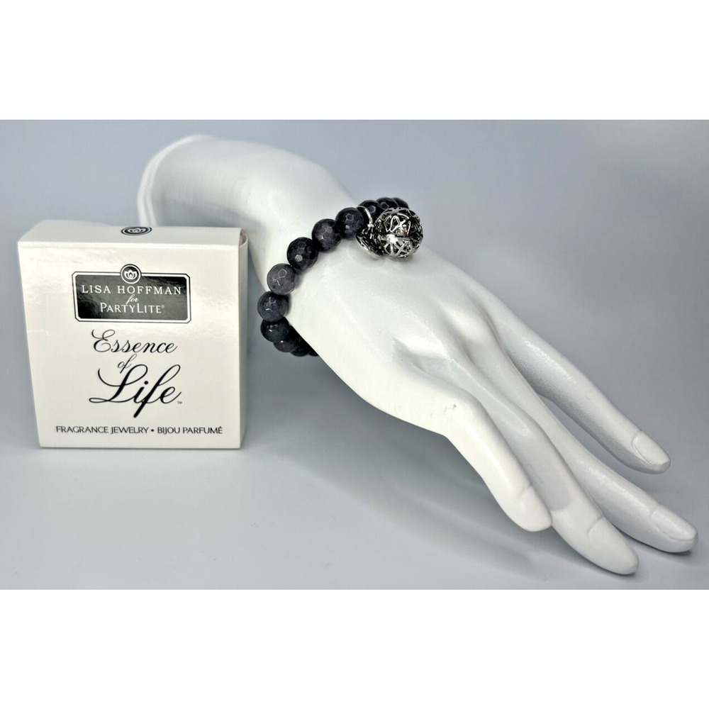 PartyLite Essence of Life Bracelet‎ Grey/Silver Sphere Charm NIB P91973/P19B